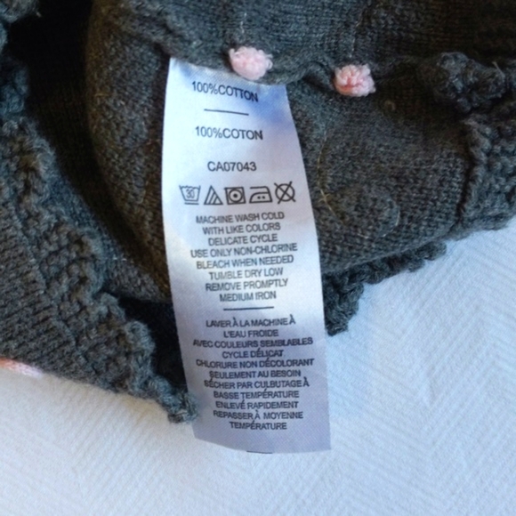 gray cotton knit sweater dress tunic with piping details 3-6 months baby girl - Picture 5 of 6